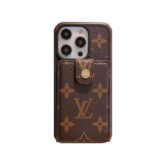 'L'  Brown Monogram Iphone case with wallet